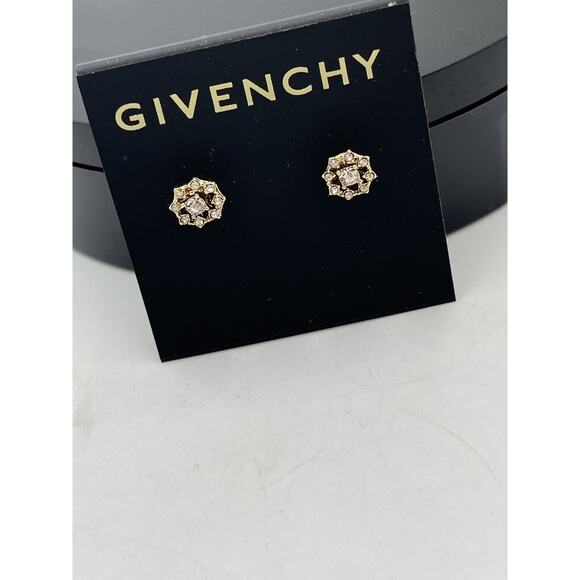 Givenchy Gold Tone‎ Small Round Starburst Stud Pierced Earrings New - Picture 2 of 11